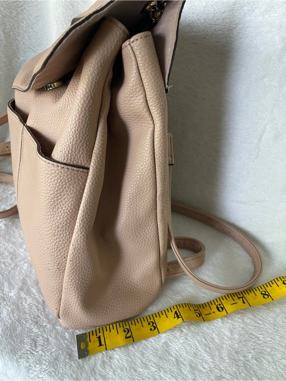 Nanette Lepore pebbled beige pink vegan leather backpack